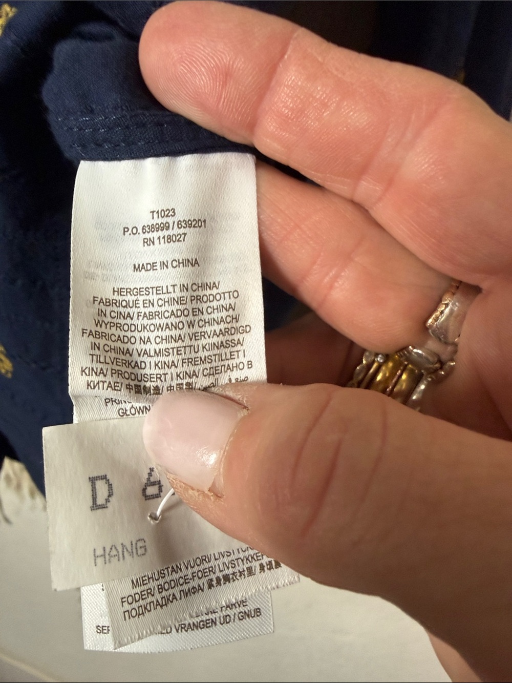 Boden Crochet Trim Ruffle Sleeve Button Down Blouse in Navy and Gold Floral US8 - Picture 11 of 13